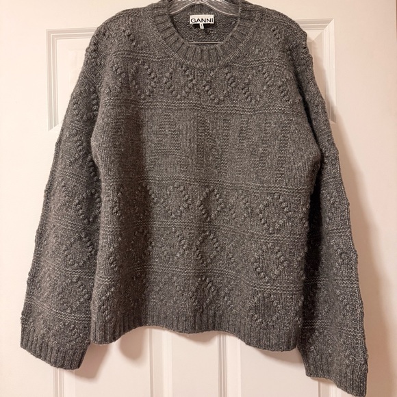 GANNI | Gray Bubble Textured Pullover Sweater - Picture 6 of 11